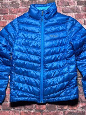 Marmot 800 Fill Womens Size Small Blue Long Sleeve Full Zip Down Puffer Jacket